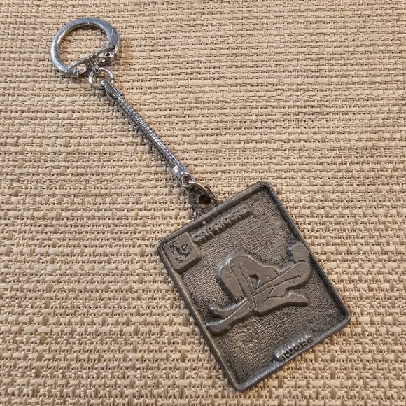 Vintage Accessories - Vintage 1960s Naughty Capricorn pewter keyring